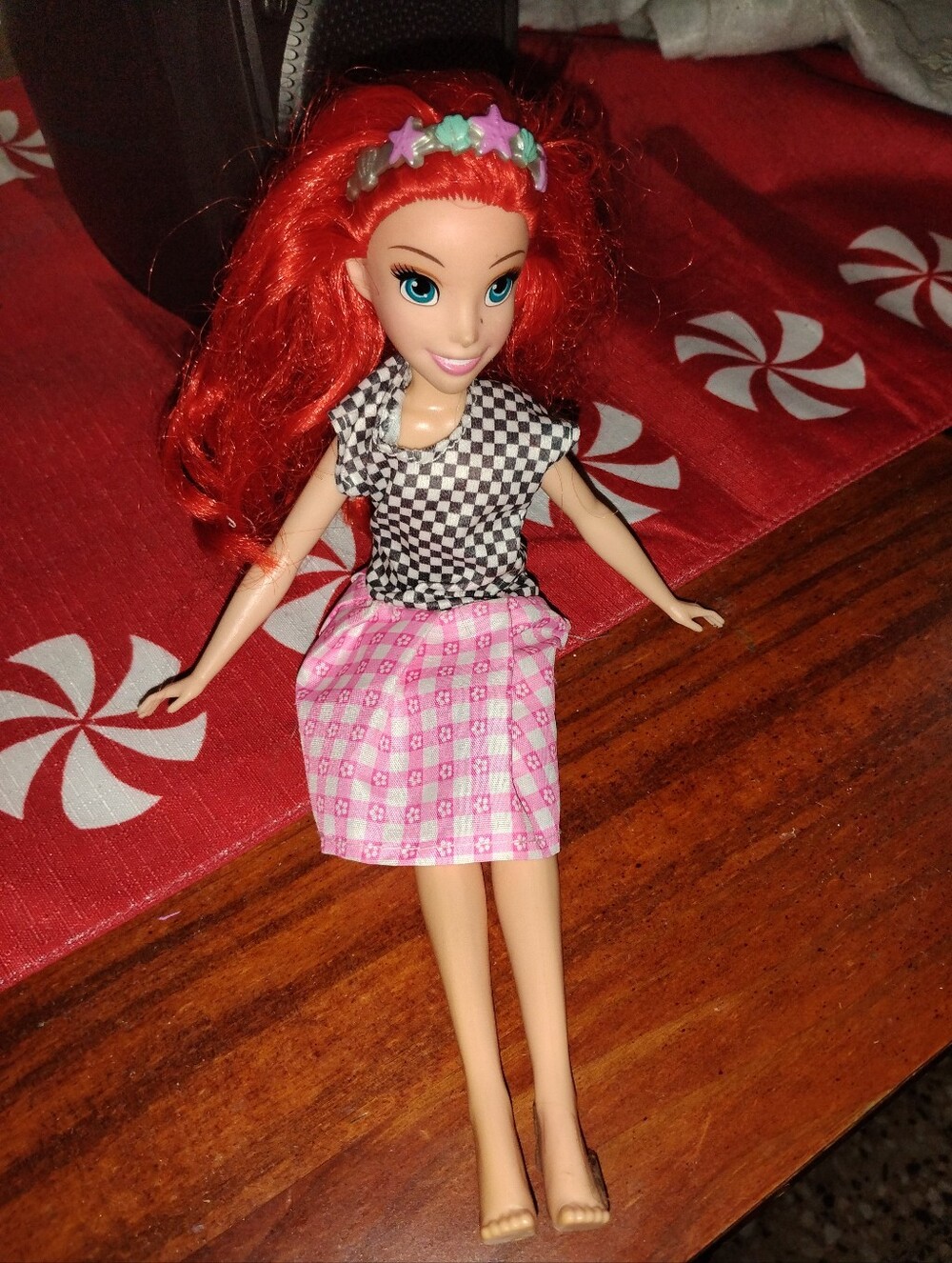 Pink Checkered Knee-Length Women's Skirt
